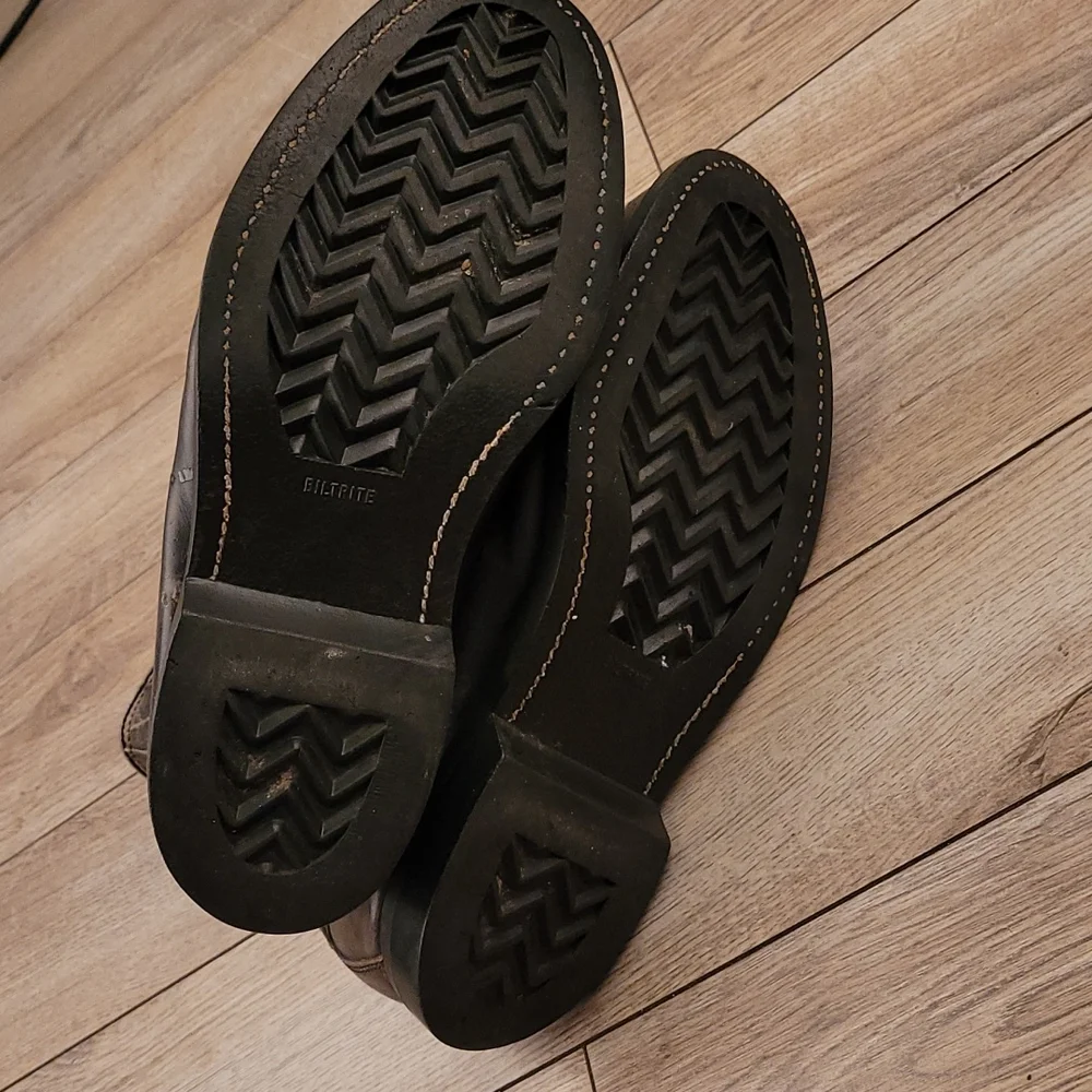WOLVERINE Dark Grey Black Leather‎ Steel Toe Vintages Work Boots Sz 9.5 XW